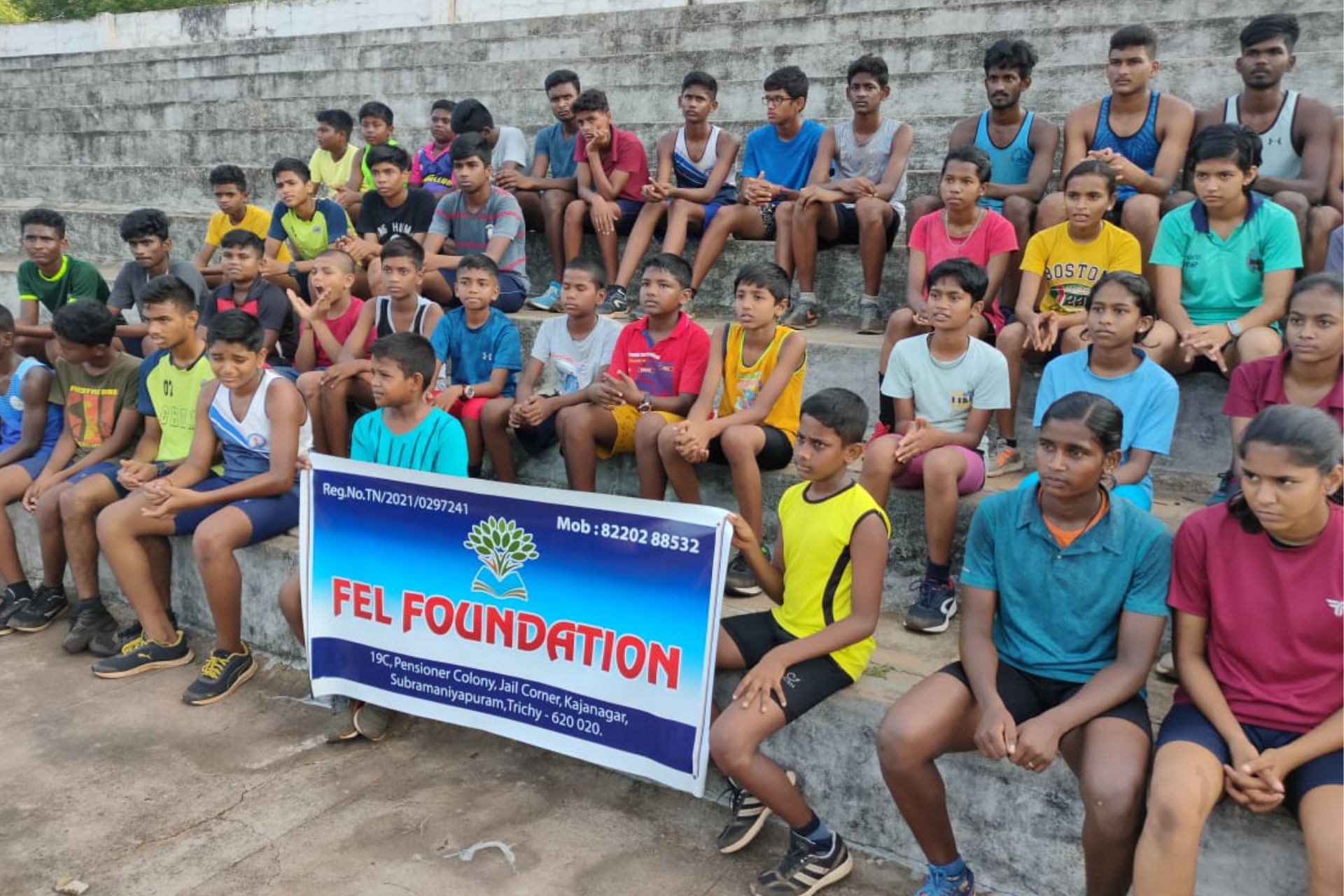 Shanthi Mam’s Students at Anna Stadium Receive Sports Material from Fel Foundation